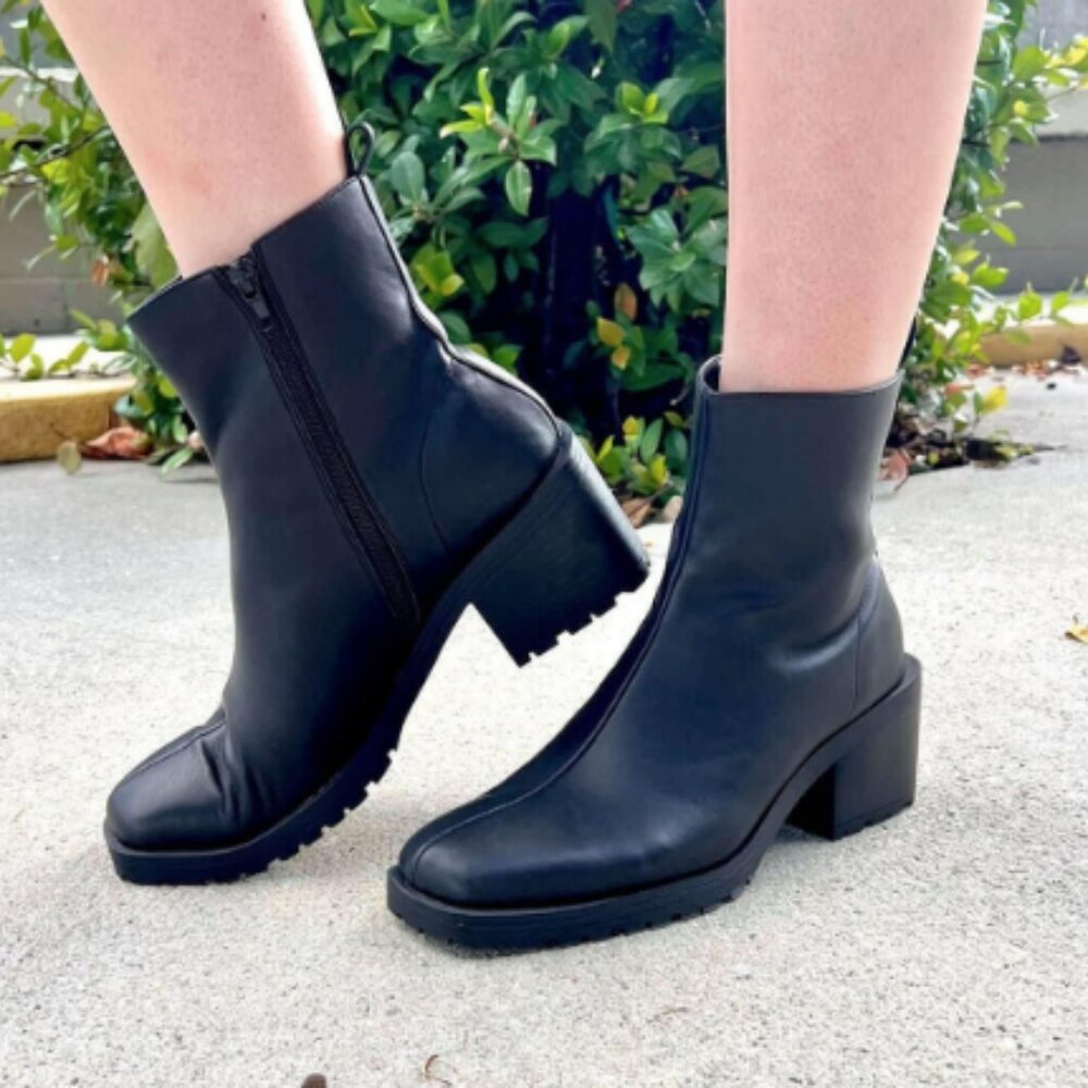 Square Toe faux vegan leather boots sz 10 NWB